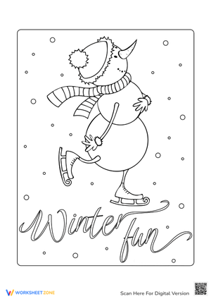 Snowman Ice Skating Coloring Page - Winter Fun for Kids!