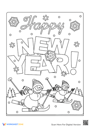 Snowman Skiing Coloring Page - Winter Fun for Kids!