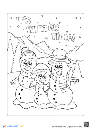 Snowman Family Coloring Page - Winter Fun for Kids!