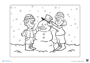Playful Snowman Coloring Worksheet