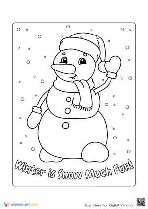 Cute Snowman in the Snow Coloring