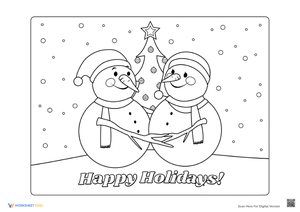 Festive Snowman Couple Coloring 