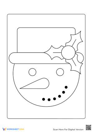 Snowman Face Coloring Page - Winter Fun for Kids!