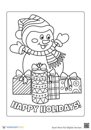 Snowman Coloring Page: Gifts & Winter Fun for Kids!