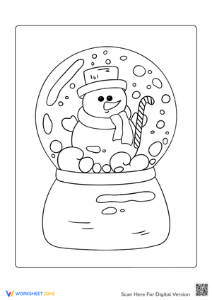 Festive Snow Globe with Snowman Coloring