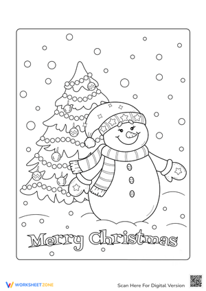 Snowman & Christmas Tree Coloring Page - Winter Fun!