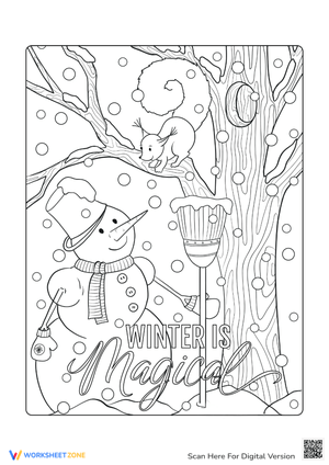 Festive Snowman with Squirrel Coloring