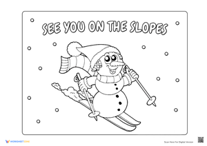 Hit the Slopes Snowman Coloring