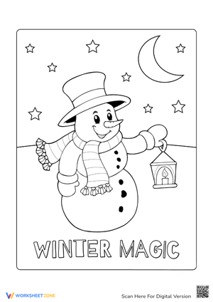 Snowman with Lantern Coloring Page - Winter Fun for Kids!