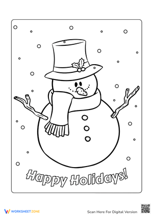 Snowman Coloring Page: Top Hat Fun for Preschool & Kindergarten