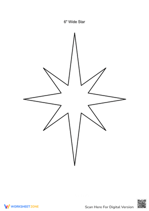 Giant Christmas Star Template for Coloring (6")