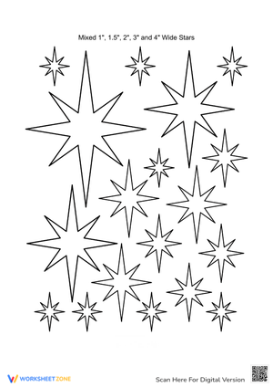 Printable Christmas Star Coloring Pages: Mixed Sizes