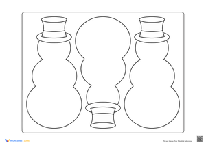 Three Snowman Outlines for Crafts