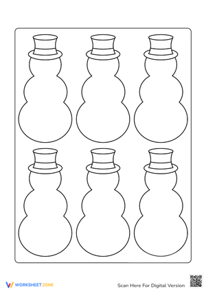 Snowman Templates for Coloring: 6 Blank Shapes