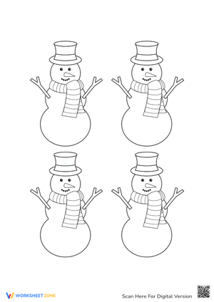 Four Jolly Snowmen Coloring Page - Winter Fun!