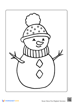 Cute Snowman Template for Coloring Fun