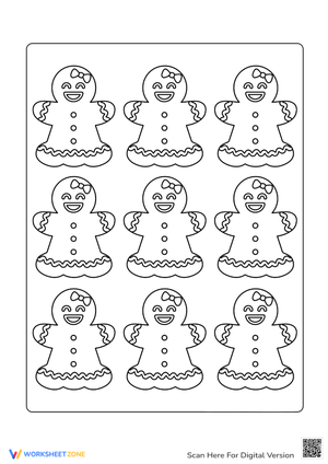 Cheerful Gingerbread Friends Coloring Sheet