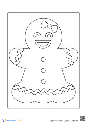 Cheerful Gingerbread Coloring Page