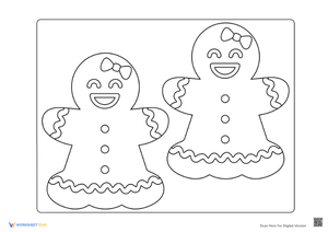 Jolly Gingerbread Duo Coloring Page | Essential Grade K-1