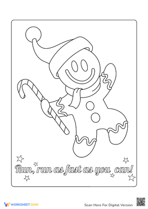 Running Gingerbread Man Coloring Page - Fun Holiday Activity!