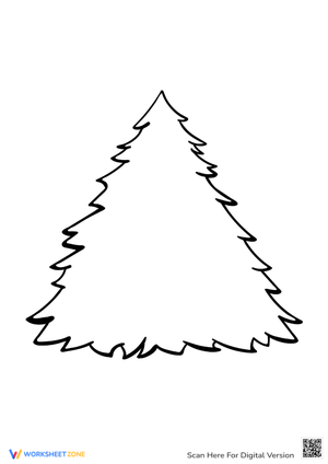 Simple Christmas Tree Template for Coloring