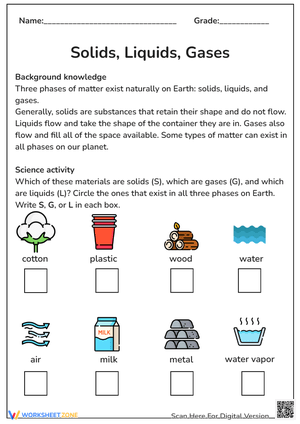 Identifying Solids, Liquids, Gases