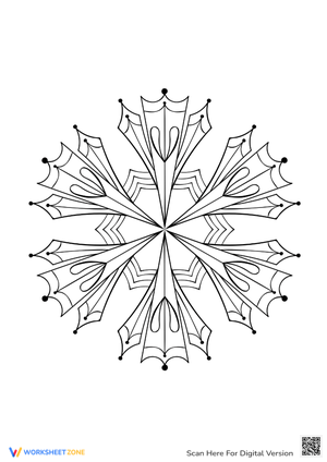 Intricate Snowflake Mandala Coloring Worksheet