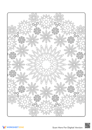 Winter Snowflakes Mandala Coloring