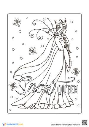 Whimsical Snow Queen Coloring Page