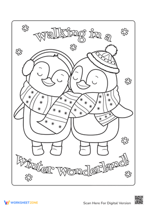 Penguin Coloring Page: Winter Fun with Snowflakes!