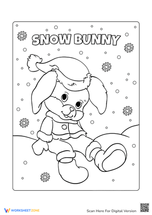 Bunny with Snowflakes Coloring Page