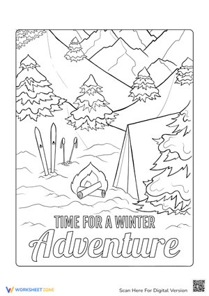 Winter Camping Adventure Coloring Page - Fun for Kids!