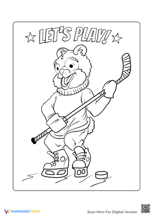 Ice Hockey Bear Coloring Page