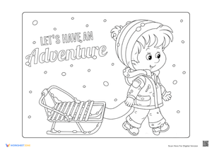 Toboggan Fun Winter Coloring Page