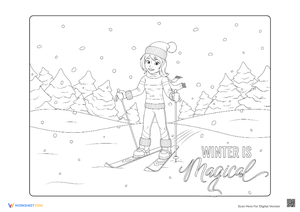 Girl Skiing Coloring Page