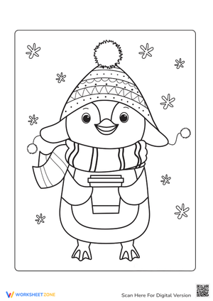 Snowy Penguin Coloring Page