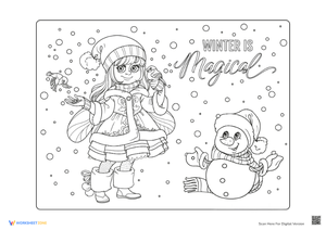 Enchanting Winter Wonderland Coloring Page