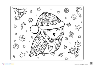 Christmas Owl Winter Coloring Page