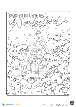 Winter Wonderland Cabin Coloring Page