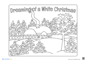 Dreamy Winter Cottage Coloring Page - Fun Printable Activity