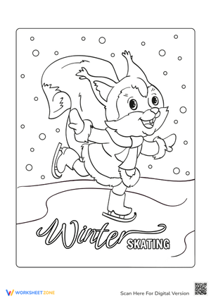 Ice Skating Squirrel Coloring Page