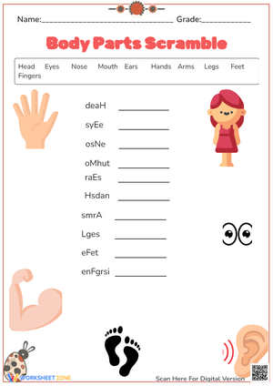Body Parts Scramble: Vocabulary Challenge