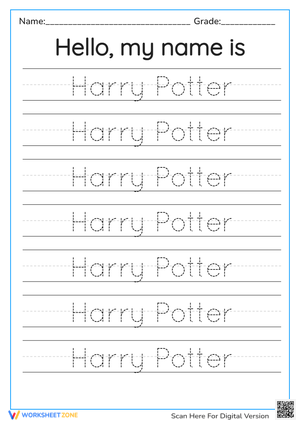 Harry Potter Name Tracing Practice