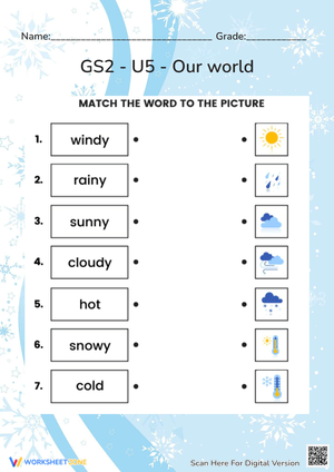 Weather Words – Matching & Sentence Practice