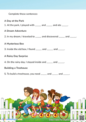 Conjunction "And" with Fun Fill-in-the-Blanks Exercises