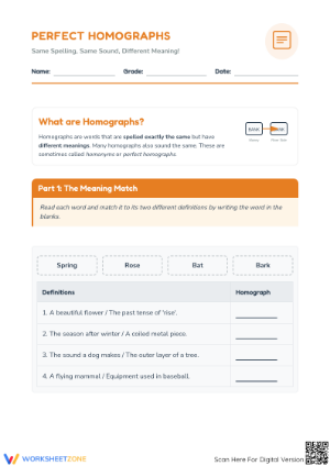 Homographs Worksheet | Grade 4 Essential Grammar