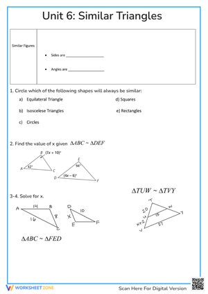 Unit 6: Triangle Similarity