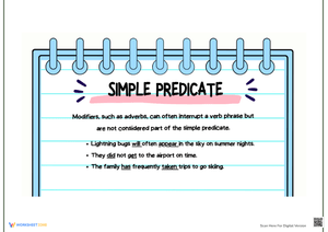 Simple Predicate and Modifiers Worksheet