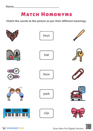 Match the Homonyms: Fun Word Activity