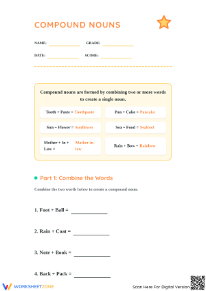 Essential Compound Nouns Worksheet | Grade 2-3 ELA